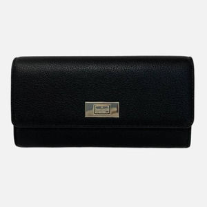 Kate Spade Lucia Large Slim Flap Wallet | Refined Grain Black NWT